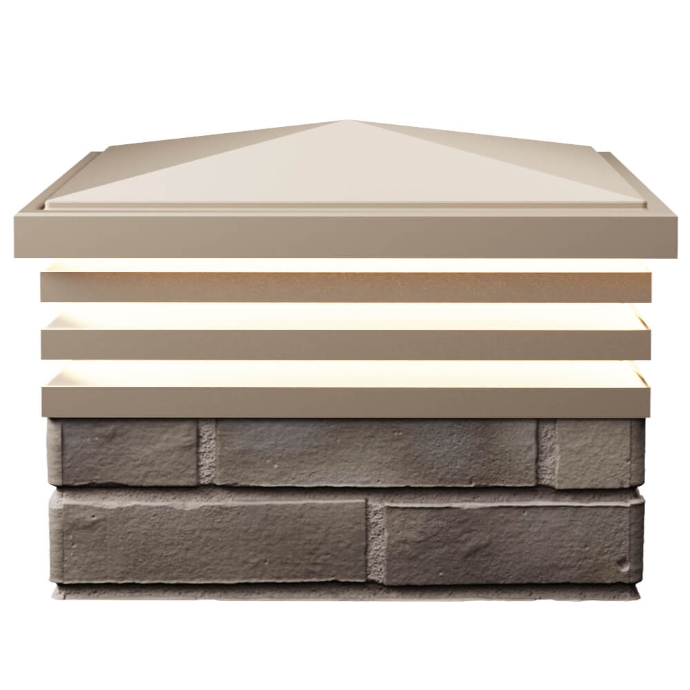 Колпак Zking Бона ХайТек Бежевый на столб 1.5х1.5 кирпича (385х385мм) с подсветкой в Петропавловске-Камчатском фото