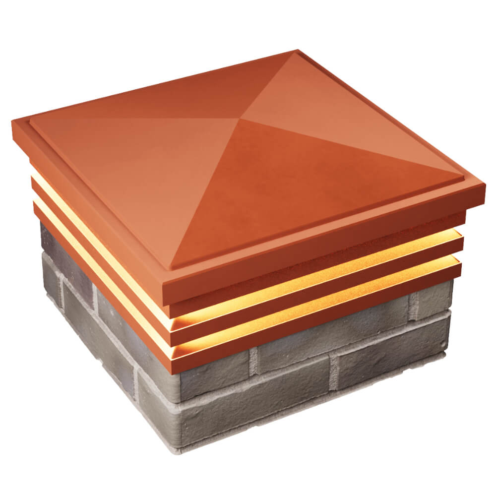 Колпак Zking Бона ХайТек Красный на столб 1.5х1.5 кирпича (385х385мм) с подсветкой в Петропавловске-Камчатском фото