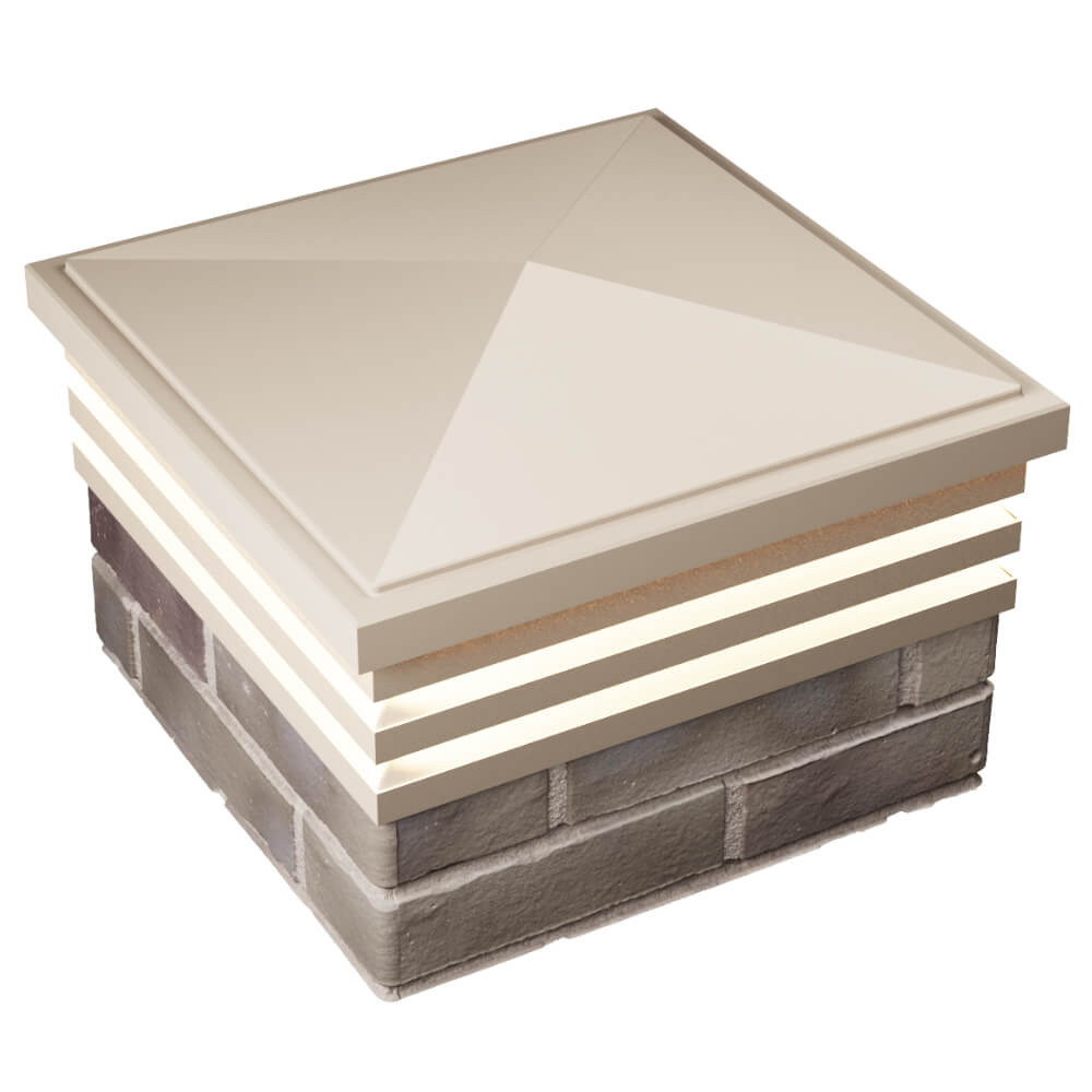 Колпак Zking Бона ХайТек Бежевый на столб 1.5х1.5 кирпича (385х385мм) с подсветкой в Петропавловске-Камчатском фото