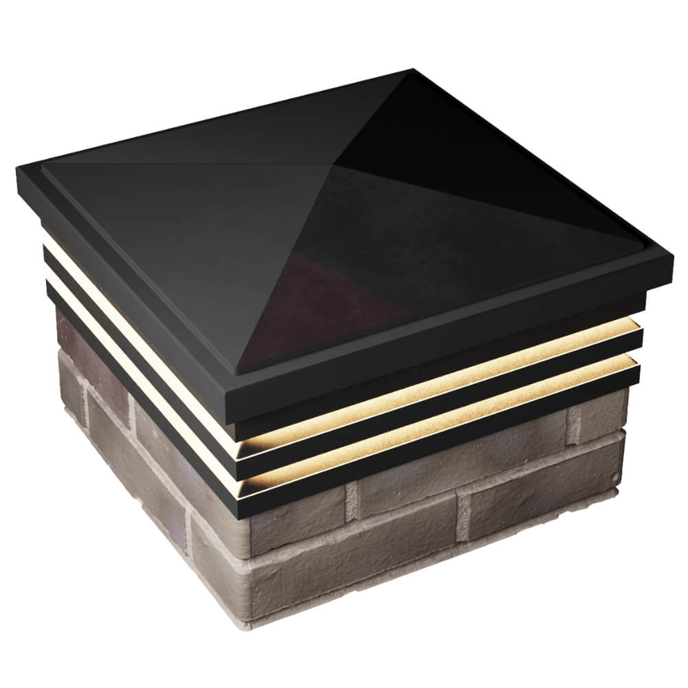 Колпак Zking Бона ХайТек Черный на столб 1.5х1.5 кирпича (385х385мм) с подсветкой в Петропавловске-Камчатском фото