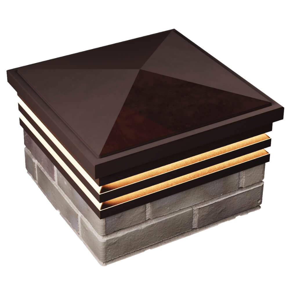 Колпак Zking Бона ХайТек Коричневый на столб 1.5х1.5 кирпича (385х385мм) с подсветкой в Петропавловске-Камчатском фото