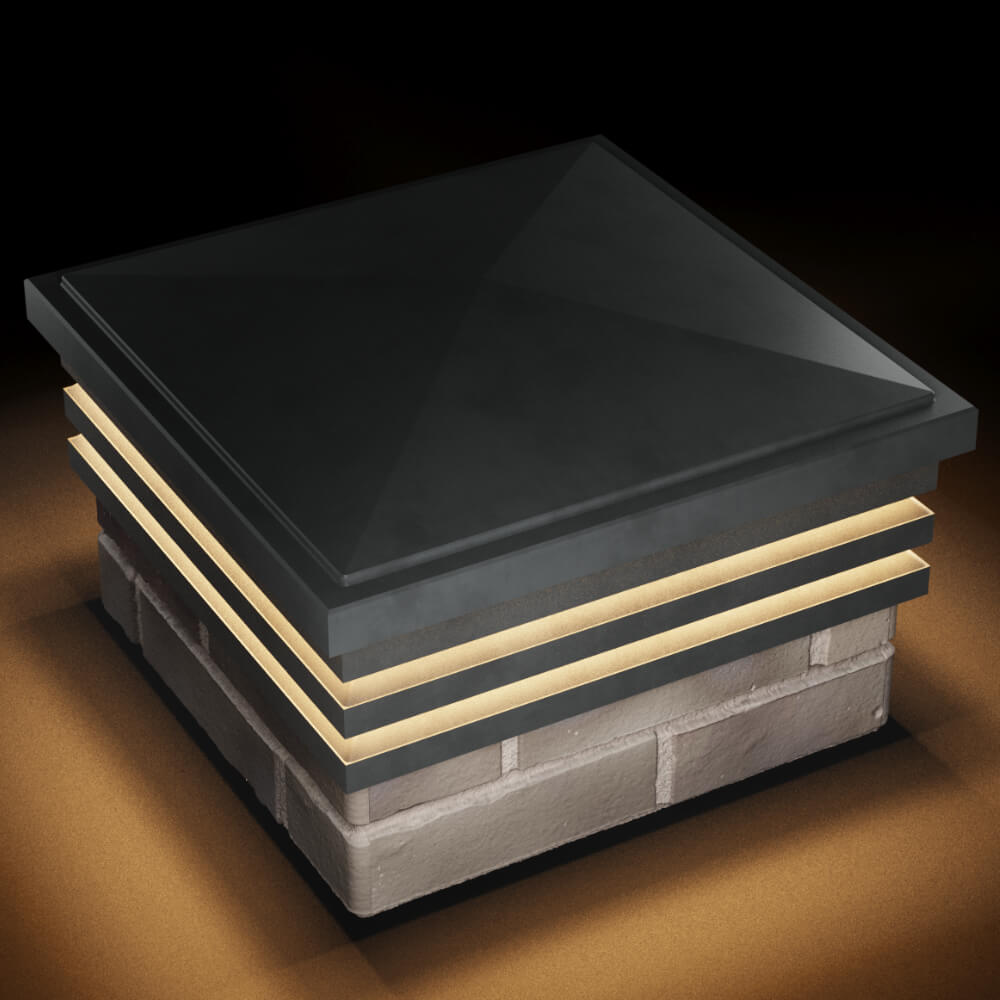 Колпак Zking Бона ХайТек Серый на столб 1.5х1.5 кирпича (385х385мм) с подсветкой в Петропавловске-Камчатском фото