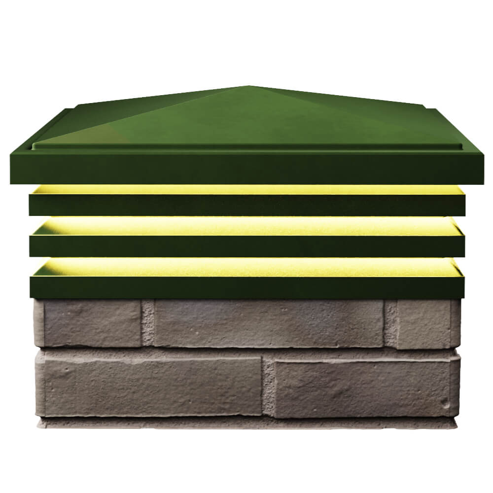 Колпак Zking Бона ХайТек Зеленый на столб 1.5х1.5 кирпича (385х385мм) с подсветкой в Петропавловске-Камчатском фото