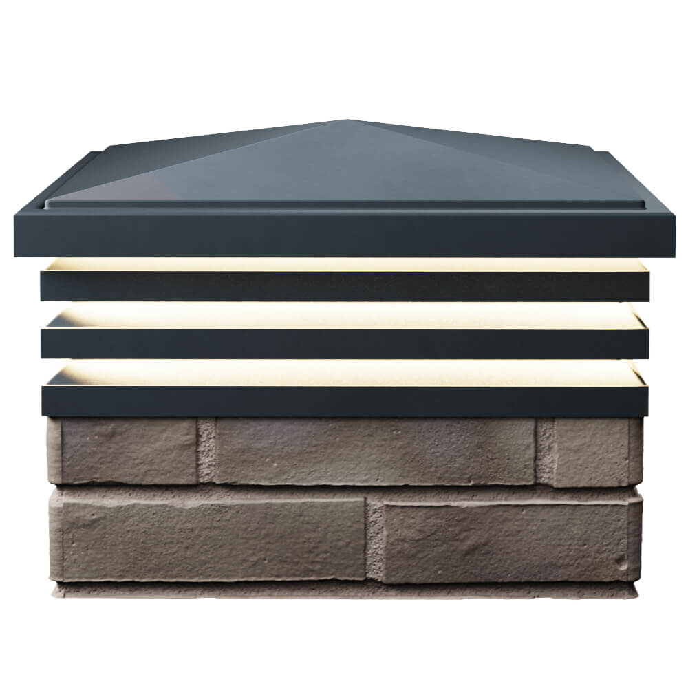 Колпак Zking Бона ХайТек Серый на столб 1.5х1.5 кирпича (385х385мм) с подсветкой в Петропавловске-Камчатском фото