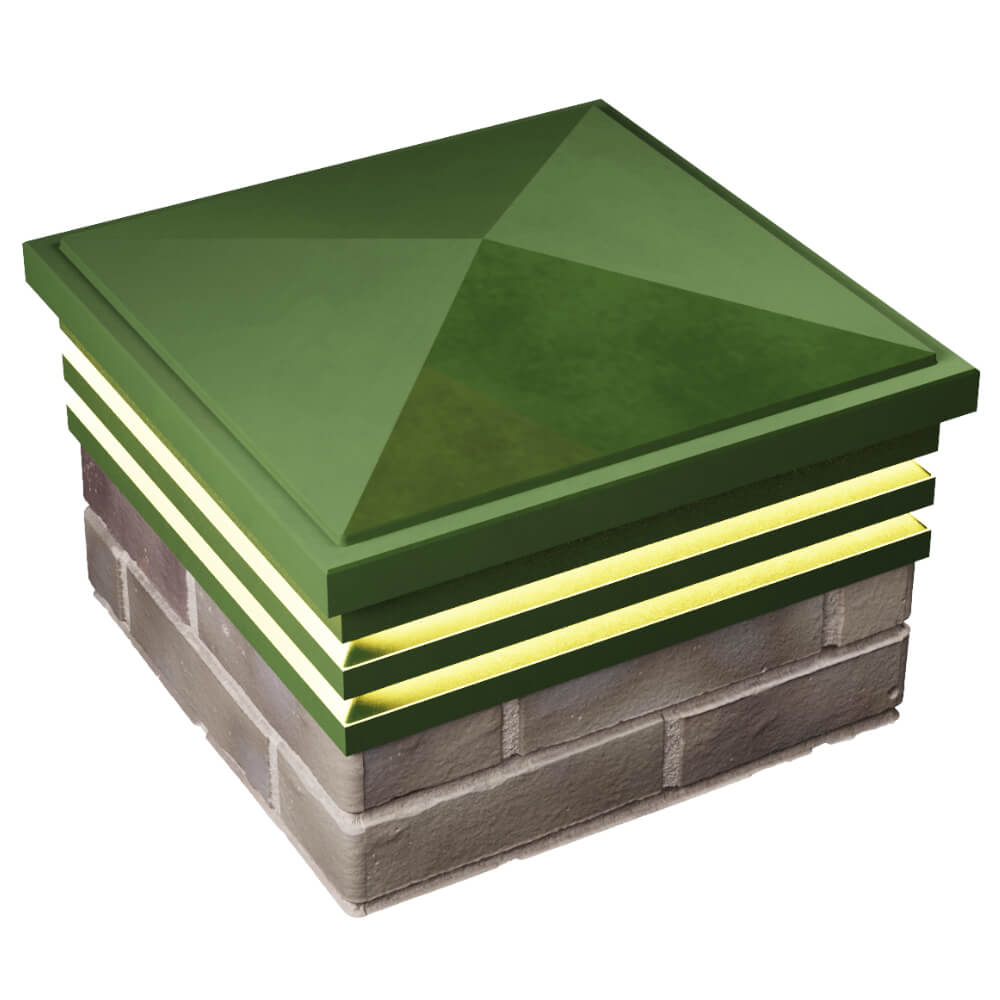 Колпак Zking Бона ХайТек Зеленый на столб 1.5х1.5 кирпича (385х385мм) с подсветкой в Петропавловске-Камчатском фото