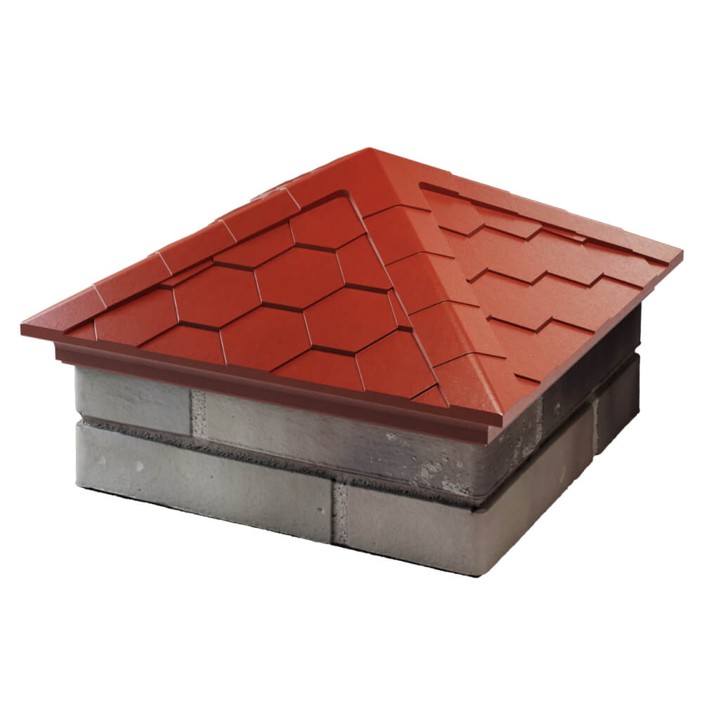 Колпак Zking Эверест Красный на столб 1.5х1.5 кирпича (390х390мм) в Петропавловске-Камчатском фото