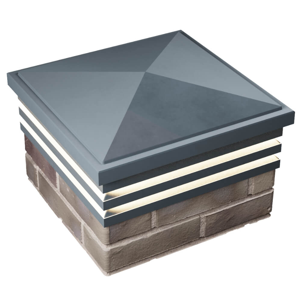 Колпак Zking Бона ХайТек Серый на столб 1.5х1.5 кирпича (385х385мм) с подсветкой в Петропавловске-Камчатском фото