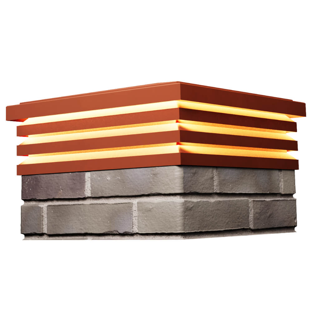 Колпак Zking Бона ХайТек Красный на столб 1.5х1.5 кирпича (385х385мм) с подсветкой в Петропавловске-Камчатском фото