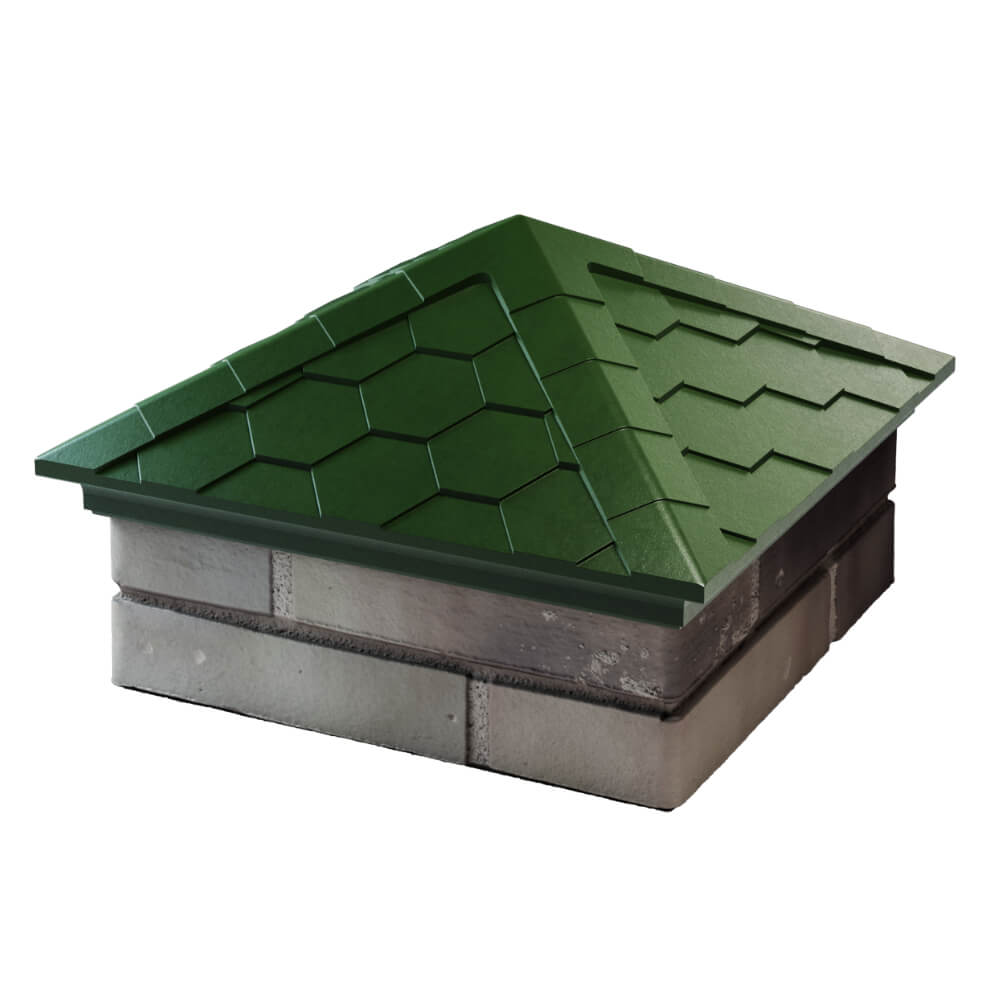 Колпак Zking Эверест Зеленый на столб 1.5х1.5 кирпича (390х390мм) в Петропавловске-Камчатском фото