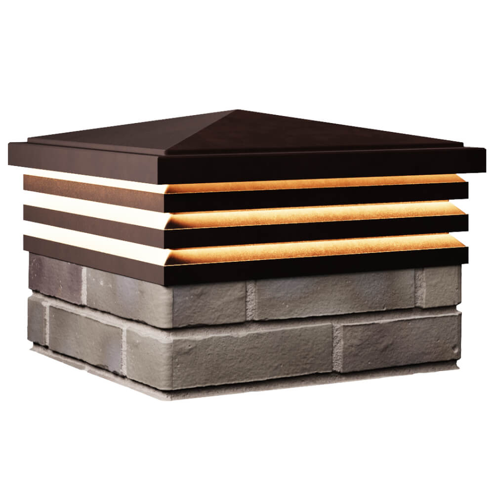 Колпак Zking Бона ХайТек Коричневый на столб 1.5х1.5 кирпича (385х385мм) с подсветкой в Петропавловске-Камчатском фото