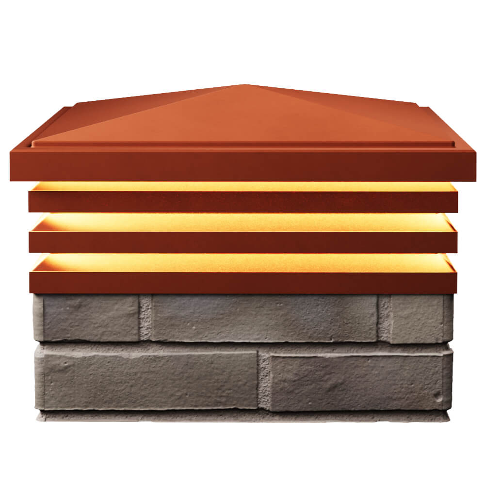 Колпак Zking Бона ХайТек Красный на столб 1.5х1.5 кирпича (385х385мм) с подсветкой в Петропавловске-Камчатском фото