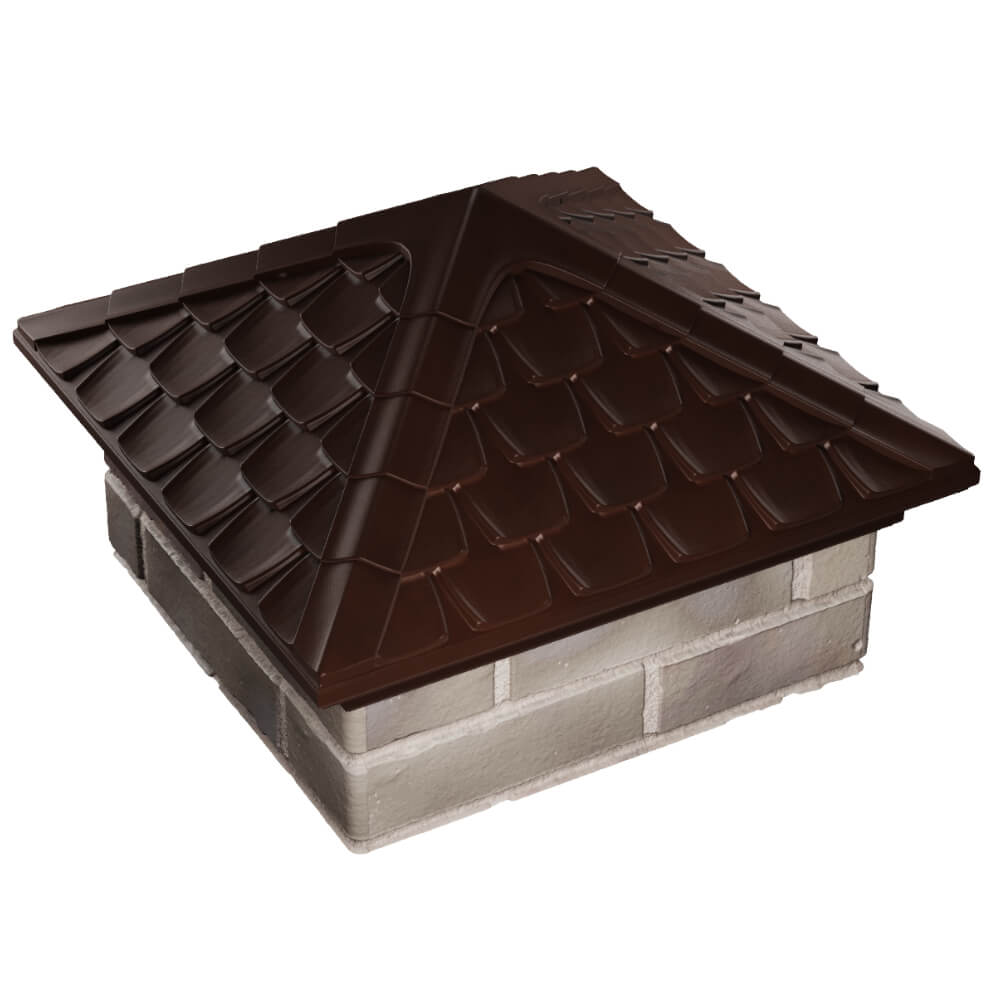 Колпак Zking Эльбрус Коричневый на столб 1.5х1.5 кирпича (385х385мм) в Петропавловске-Камчатском фото