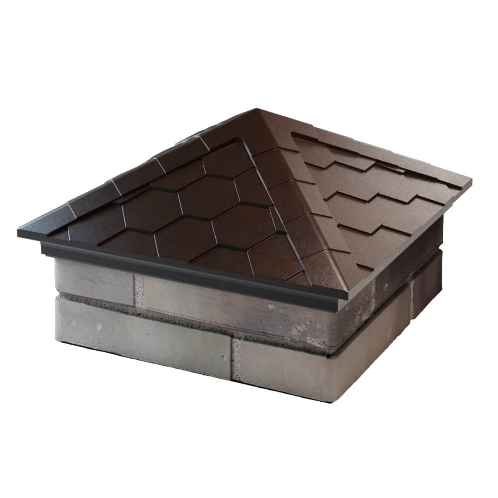 Колпак Zking Эверест Коричневый на столб 1.5х1.5 кирпича (390х390мм) в Петропавловске-Камчатском фото